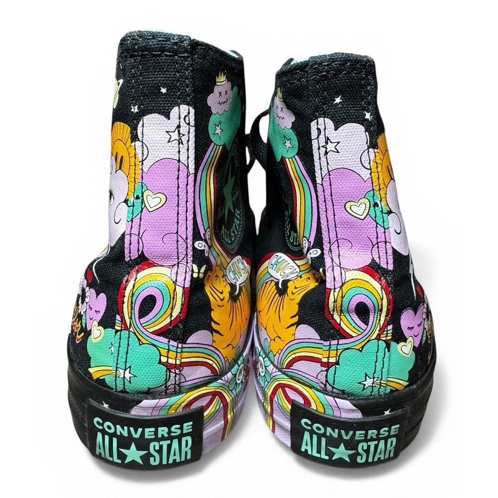 Converse Chuck Taylor All Star Hi Top Black Graphic Sneakers 8 Women - Picture 4 of 8
